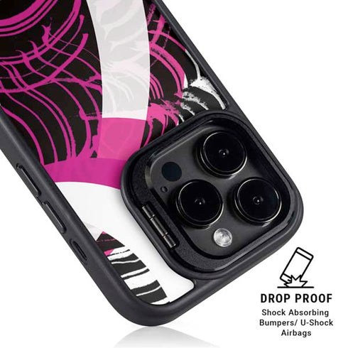 Pink and White Hipster iPhone 15 Pro Kickstand Case