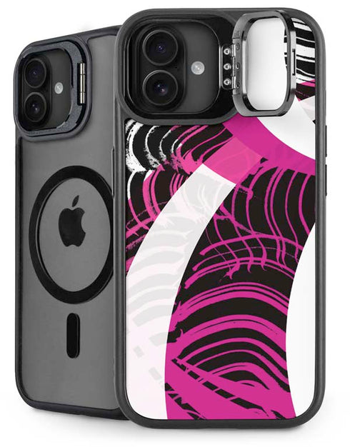 Pink and White Hipster iPhone 16 Plus Kickstand Case
