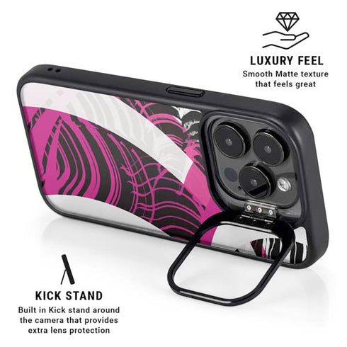 Pink and White Hipster iPhone 16 Pro Kickstand Case