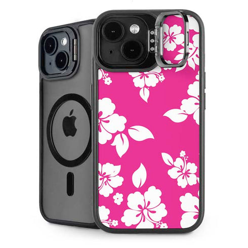 Pink and White iPhone 15 Plus Kickstand Case