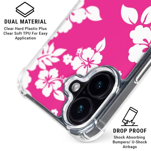 Pink and White iPhone 16 Clear Case
