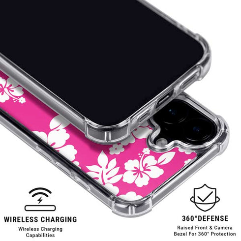 Pink and White iPhone 16 Plus Clear Case