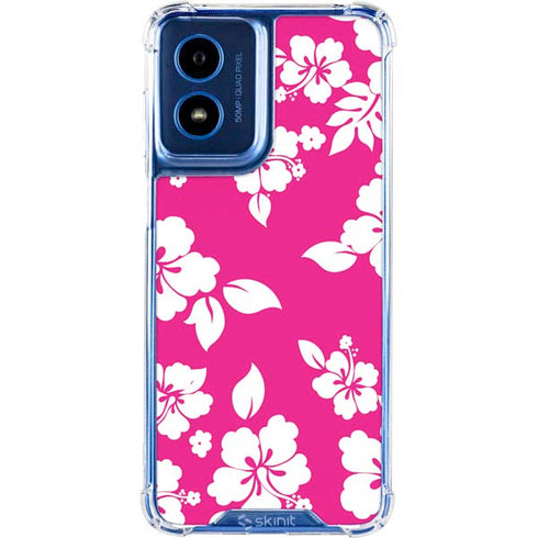Pink and White Moto G 5G (2024) Clear Case