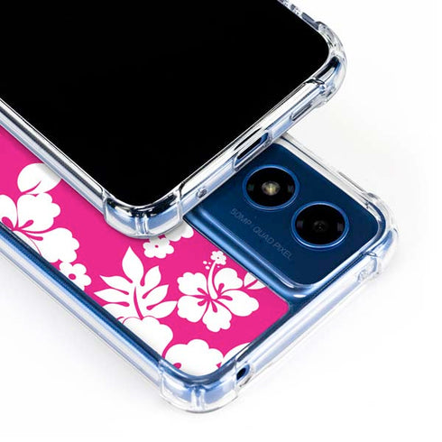 Pink and White Moto G 5G (2024) Clear Case