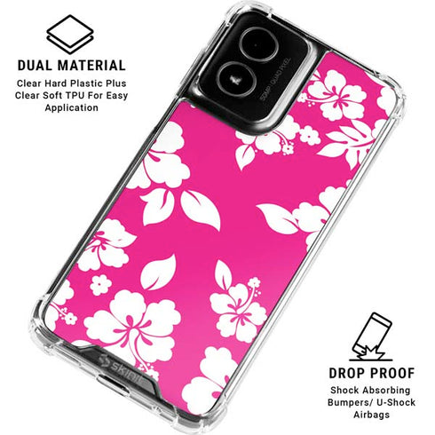 Pink and White Moto G Power 5G (2024) Clear Case