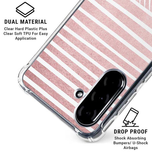 Pink and White Stripes Galaxy A36 5G Clear Case