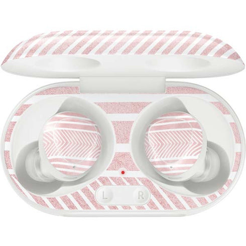 Pink and White Stripes Galaxy Buds Plus Skin