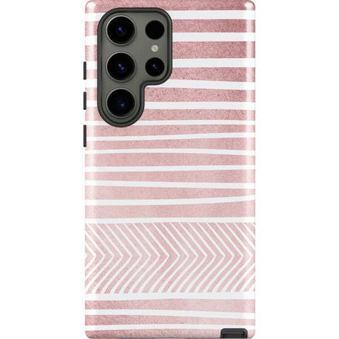 Pink and White Stripes Galaxy S23 Ultra Pro Case