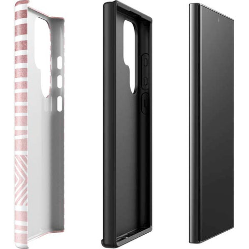 Pink and White Stripes Galaxy S23 Ultra Pro Case