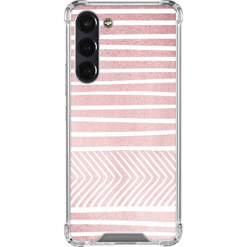 Pink and White Stripes Galaxy S24 FE Clear Case