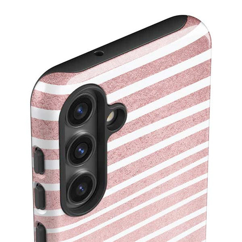 Pink and White Stripes Galaxy S25 Plus Impact Case