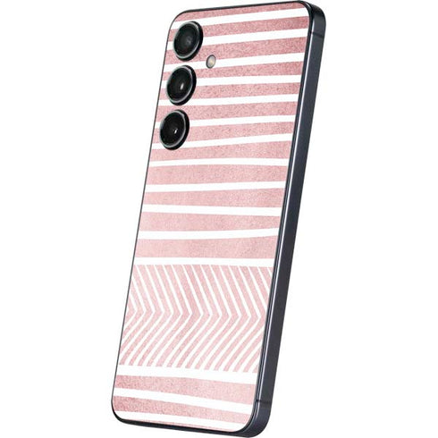 Pink and White Stripes Galaxy S25 Plus Skin