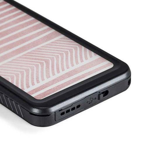 Pink and White Stripes Galaxy S24 Plus Waterproof Case