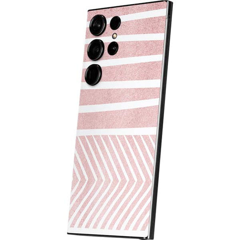 Pink and White Stripes Galaxy S25 Ultra Skin