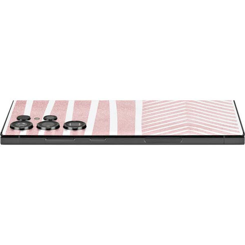 Pink and White Stripes Galaxy S25 Ultra Skin