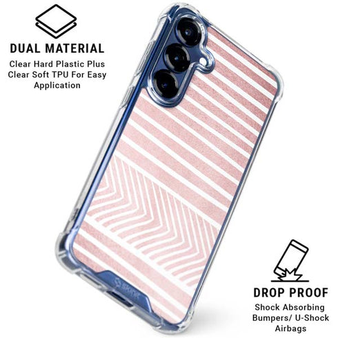 Pink and White Stripes Galaxy S25 Clear Case