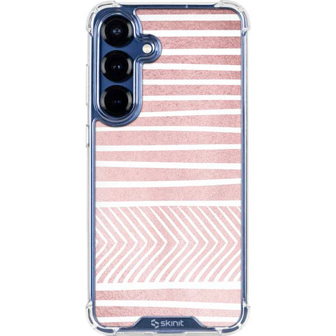 Pink and White Stripes Galaxy S25 Plus Clear Case