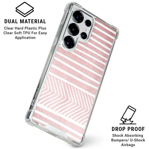 Pink and White Stripes Galaxy S25 Ultra Clear Case