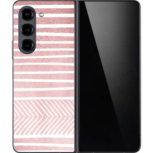 Pink and White Stripes Galaxy Z Fold5 5G Skin