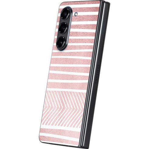Pink and White Stripes Galaxy Z Fold5 5G Skin