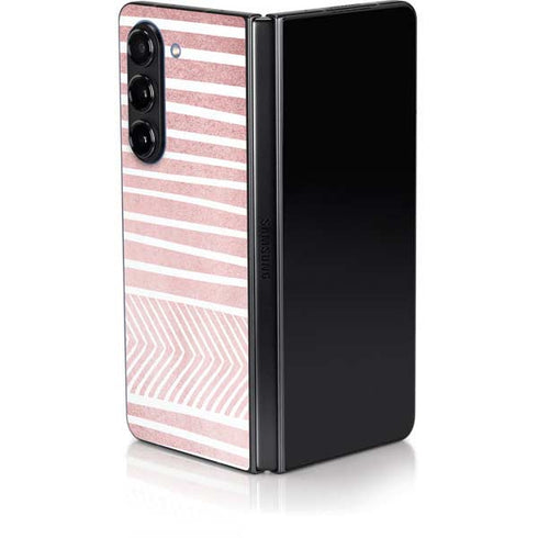 Pink and White Stripes Galaxy Z Fold5 5G Skin