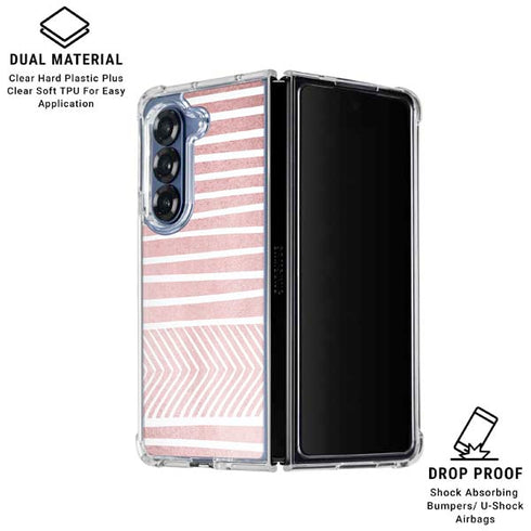 Pink and White Stripes Galaxy Z Fold6 Clear Case
