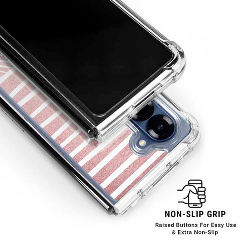 Pink and White Stripes Galaxy Z Fold6 Clear Case