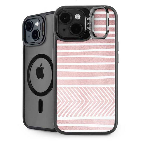Pink and White Stripes iPhone 13 Kickstand Case