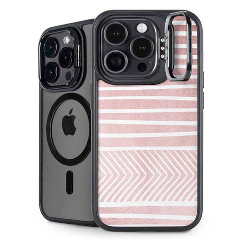 Pink and White Stripes iPhone 13 Pro Max Kickstand Case
