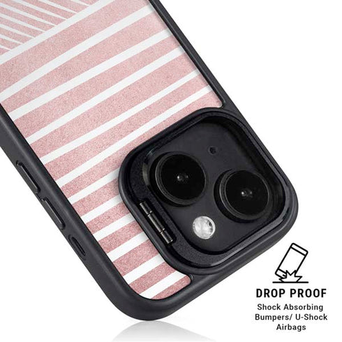 Pink and White Stripes iPhone 14 Kickstand Case