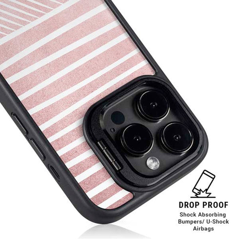 Pink and White Stripes iPhone 14 Pro Kickstand Case