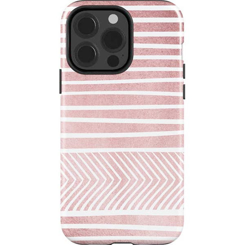 Pink and White Stripes iPhone 15 Pro Impact Case
