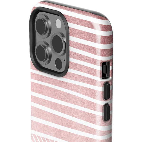 Pink and White Stripes iPhone 15 Pro Impact Case