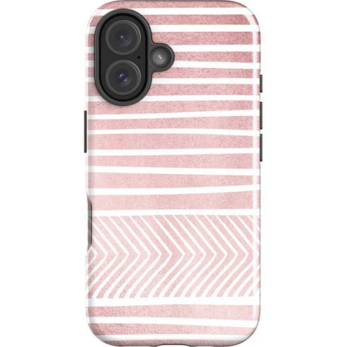 Pink and White Stripes iPhone 16 Plus Impact Case