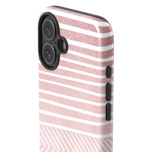 Pink and White Stripes iPhone 16 Plus Impact Case