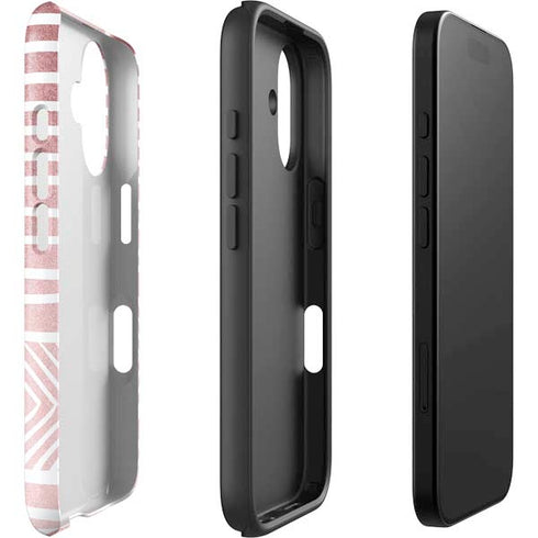 Pink and White Stripes iPhone 16 Plus Impact Case