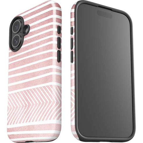 Pink and White Stripes iPhone 16 Plus Impact Case