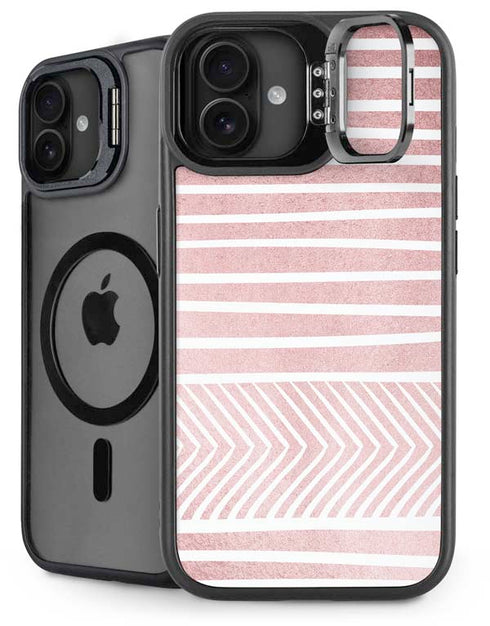 Pink and White Stripes iPhone 16 Plus Kickstand Case
