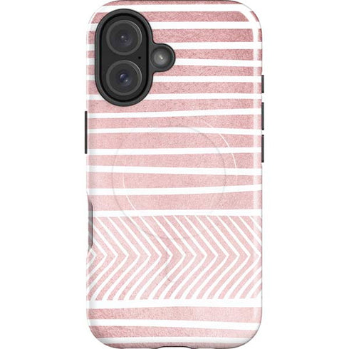 Pink and White Stripes iPhone 16 Plus Magsafe Impact Case