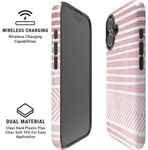 Pink and White Stripes iPhone 16 Plus Magsafe Impact Case