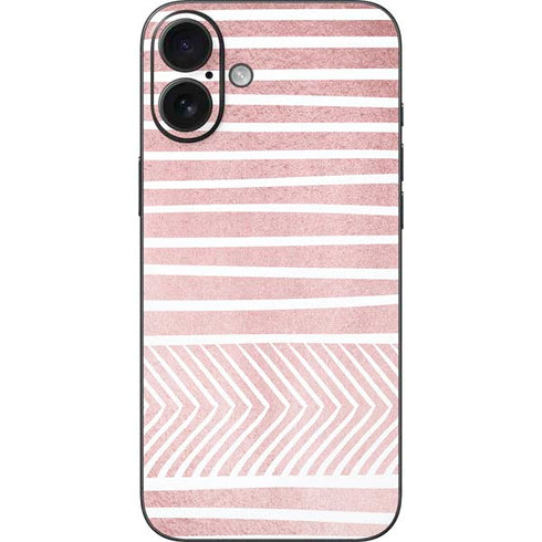 Pink and White Stripes iPhone 16 Plus Skin