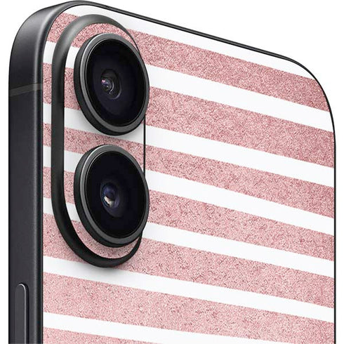 Pink and White Stripes iPhone 16 Plus Skin