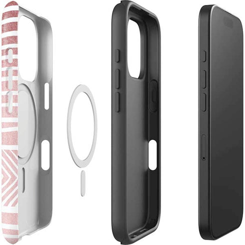 Pink and White Stripes iPhone 16 Pro Magsafe Impact Case