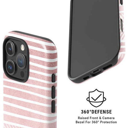Pink and White Stripes iPhone 16 Pro Magsafe Impact Case