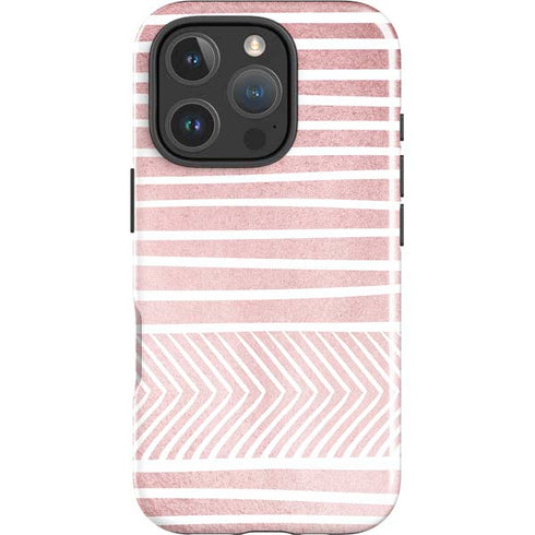 Pink and White Stripes iPhone 16 Pro Max Impact Case