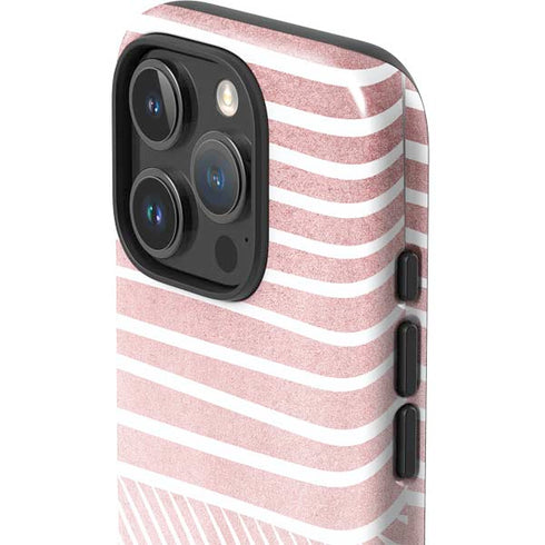 Pink and White Stripes iPhone 16 Pro Max Impact Case