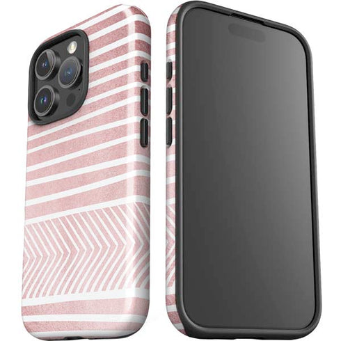 Pink and White Stripes iPhone 16 Pro Max Impact Case