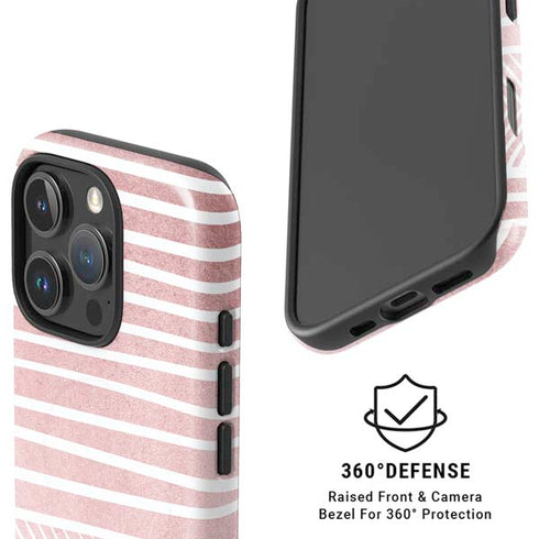 Pink and White Stripes iPhone 16 Pro Max Magsafe Impact Case