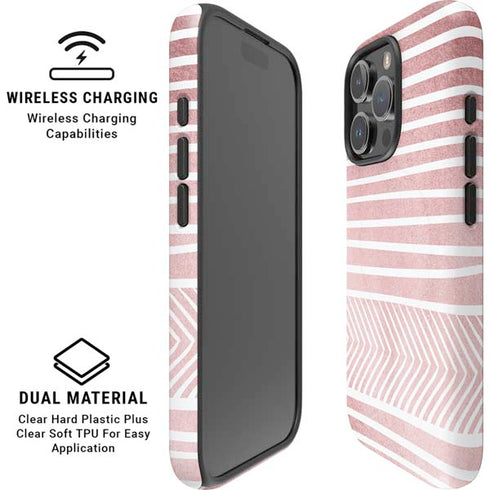 Pink and White Stripes iPhone 16 Pro Max Magsafe Impact Case