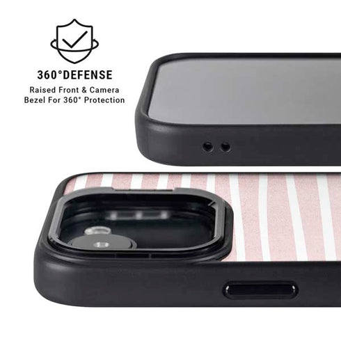 Pink and White Stripes iPhone 16e Kickstand Case